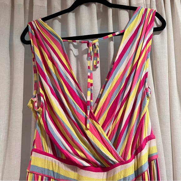 Torrid size 2 pink striped jersey wide leg jumpsuit - Picture 4 of 5